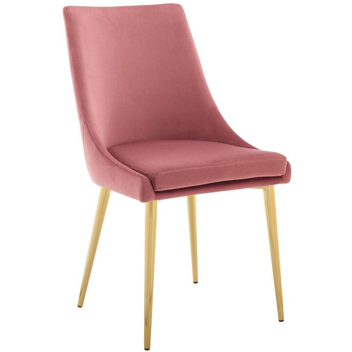 Modway Viscount Modern Accent Performance Velvet Dining Chair, Dusty Rose