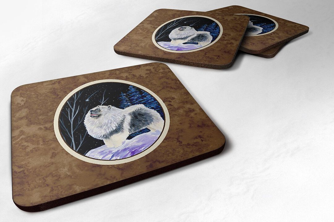 Caroline's Treasures SS8357FC Starry Night Keeshond Foam Coasters Set of 4 (Set of 4), 3.5 H x 3.5 W, Multicolor