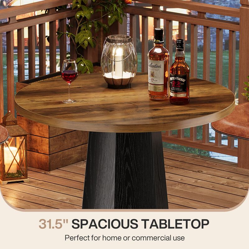 Round Counter Height Bar Table with Metal Footrest for Dining Room image number 5
