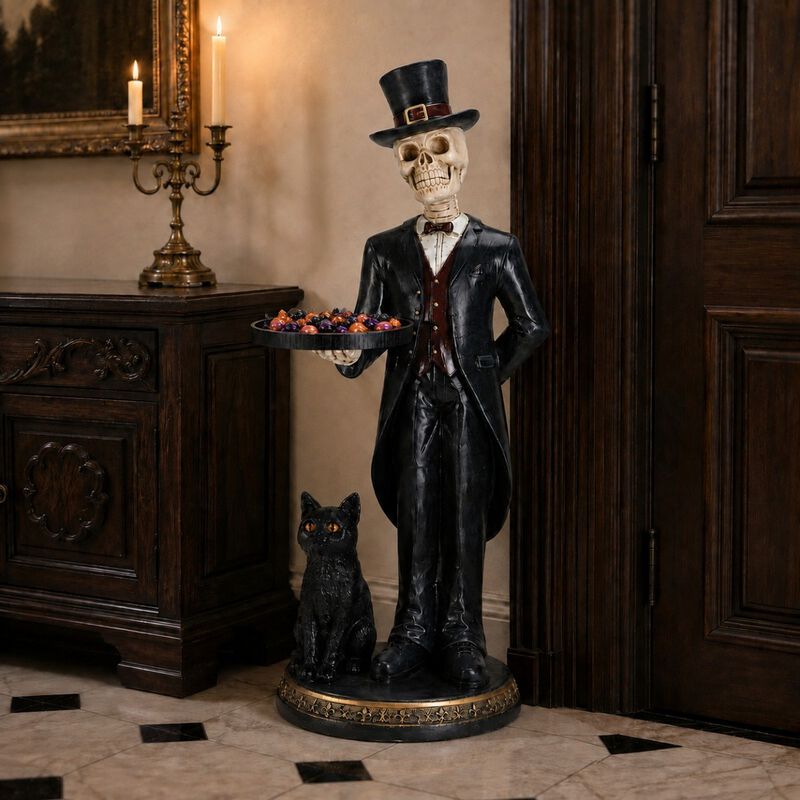 Fotson Halloween Resin Skeleton Butler Floor Statue image number 2