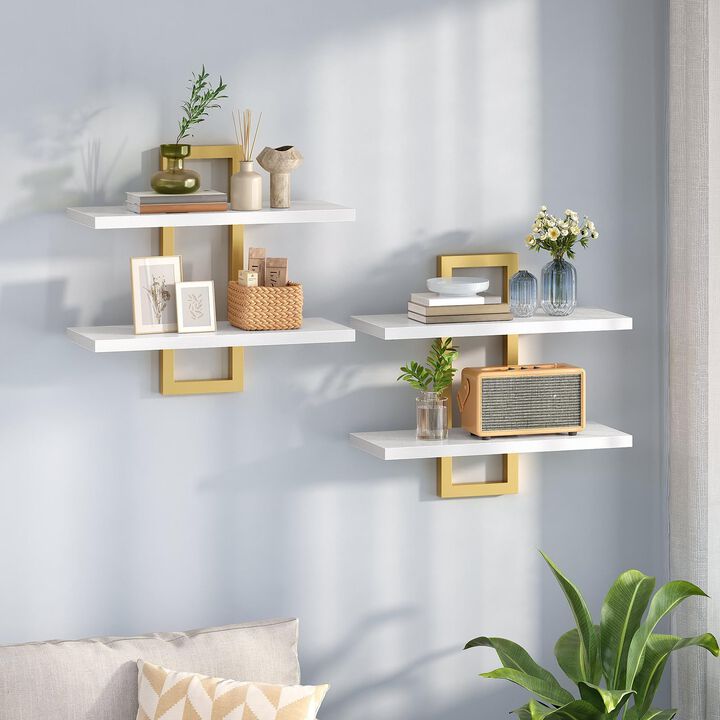 Wall-Mounted Shelf Set of 2, Modern Floating Storage Shelves for Home