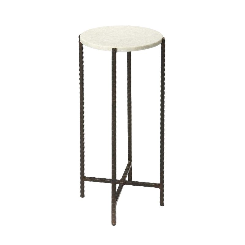 Butler Specialty Company Nigella Marble and Cross Legs Side Table, Multi-Color