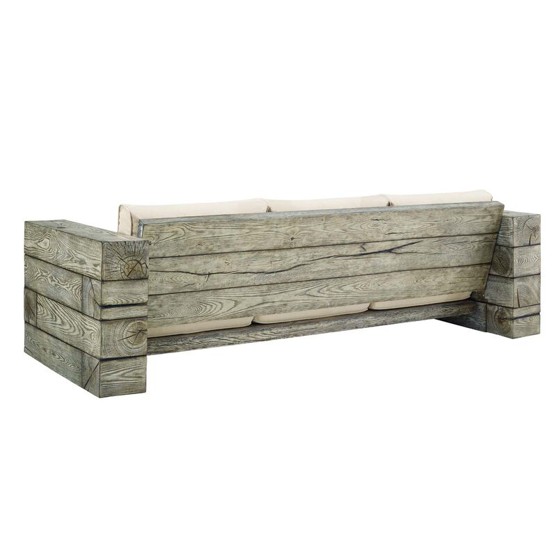 Modway - Manteo Rustic Coastal Outdoor Patio Sunbrella&reg;  Sofa Light Gray Beige image number 2