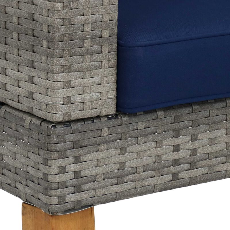 Sunnydaze Clifdon Rattan and Acacia 4-Piece Patio Conversation Set - Blue image number 2