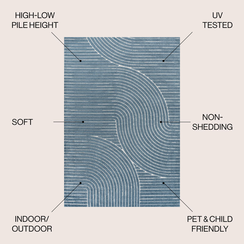 Hallie High-Low Minimalist Curve Geometric Indoor/Outdoor Area Rug