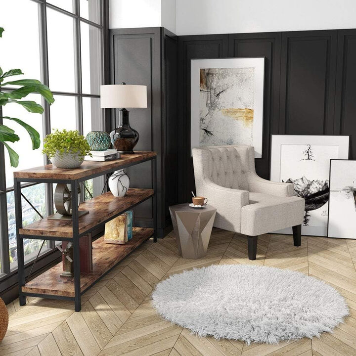 Tribesigns Rustic 3-Tier Console Table with Storage Shelves