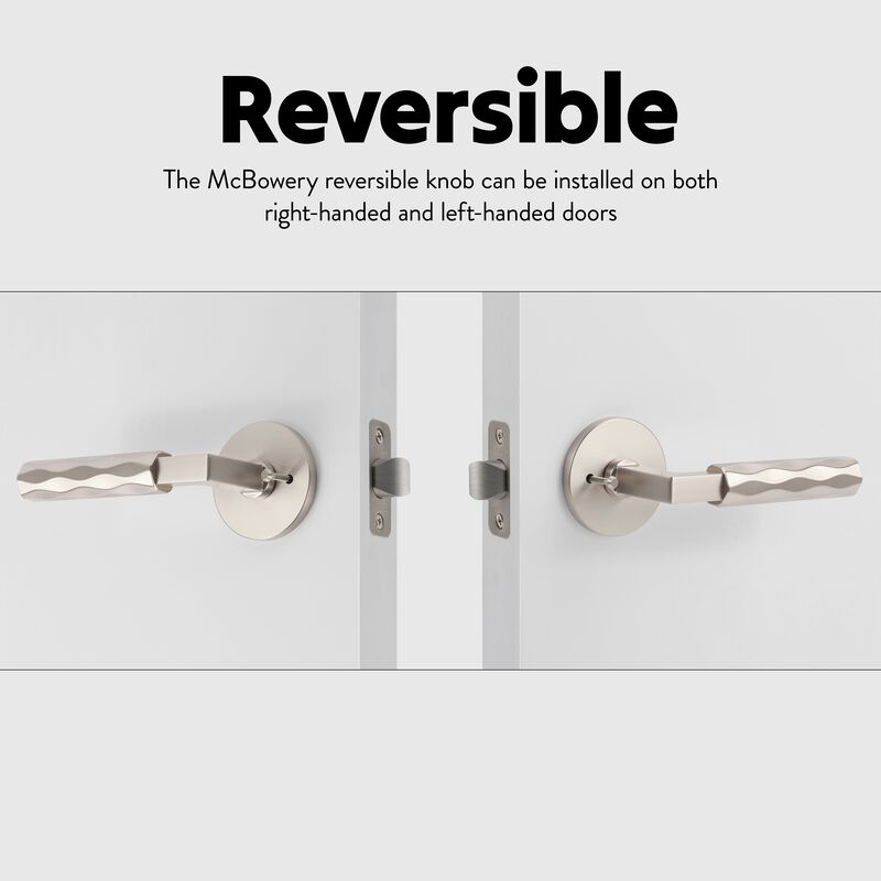 Hailey Satin Nickel Modern Bed/Bath Interior Door Handle with Round Rosette and Concealed Screws (Privacy) image number 3