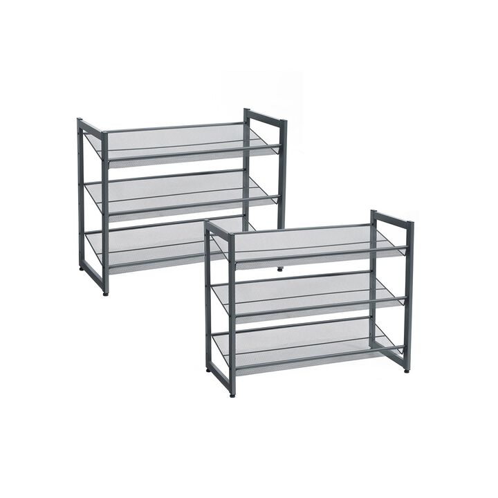 BreeBe 3-Tier Shoe Storage Rack with Adjustable Shelves