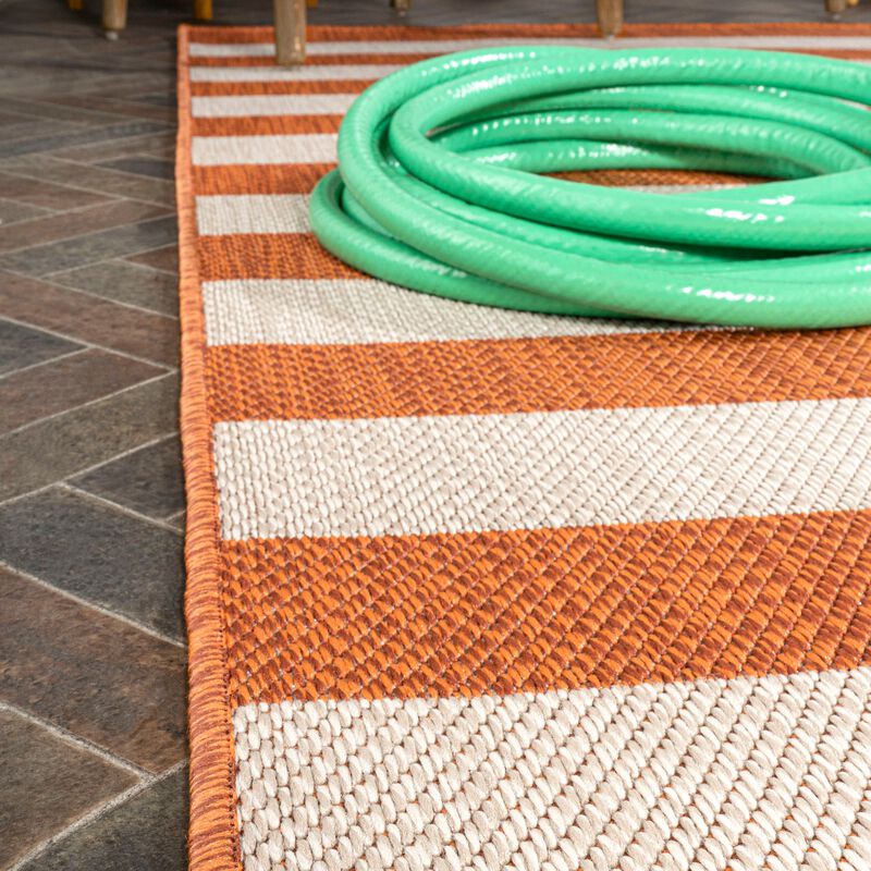 Negril Two Tone Wide Stripe Indoor/Outdoor Area Rug
