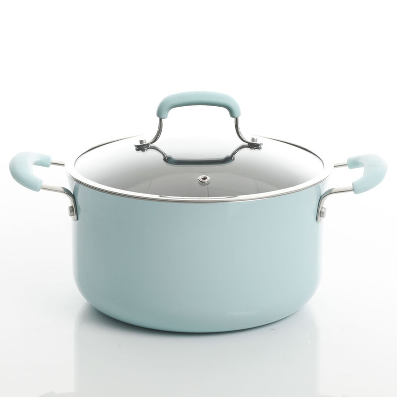Kenmore Elite Andover 10 Piece Nonstick Aluminum Cookware Set in Glacier Blue
