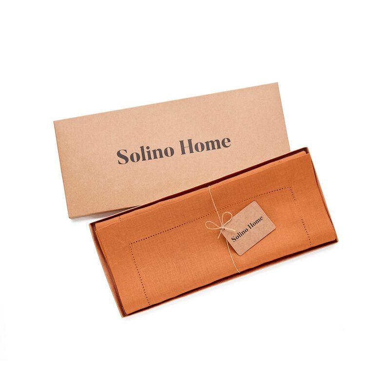 Solino Home 100% Pure Linen Table Runner - Classic Hemstitch