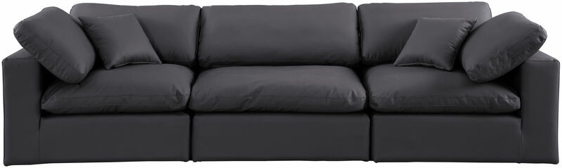 Meridian Furniture Comfy Black Vegan Leather Modular Sofa image number 3