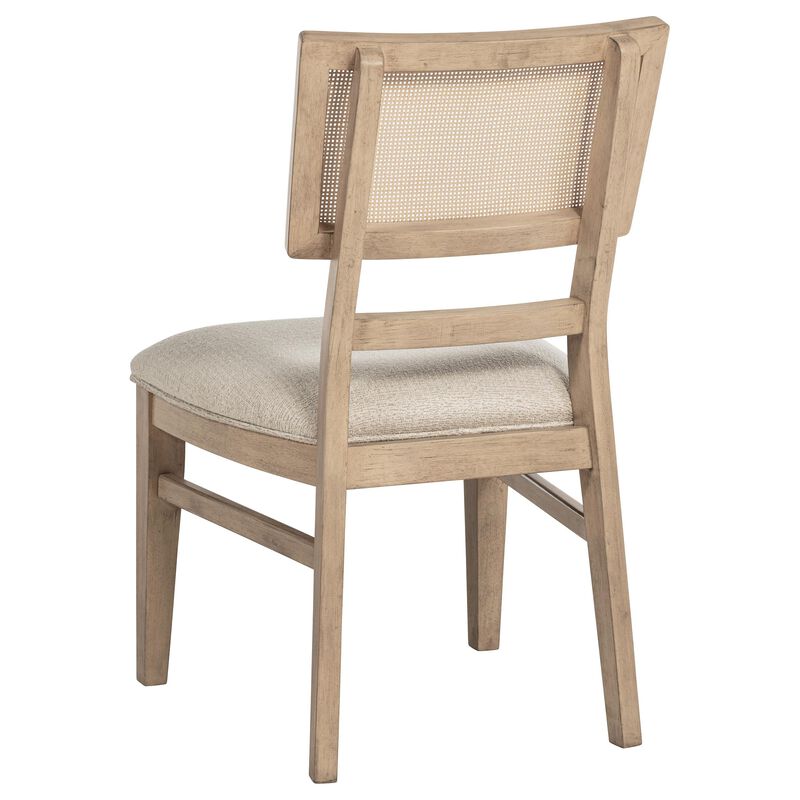 Lno Dining Side Chair Set of 2, Radio Cane Woven Back, Beige Wood - Benzara