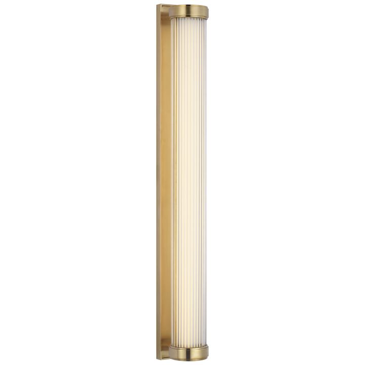 Ranier 30" Linear Bath Light in Natural Brass with Clear Glass Rods