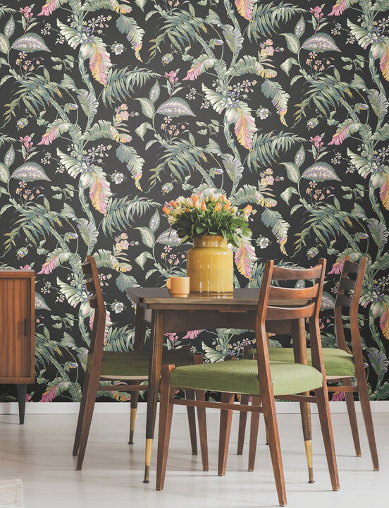 Fiji Garden Black Peel & Stick Wallpaper (Set of 2)