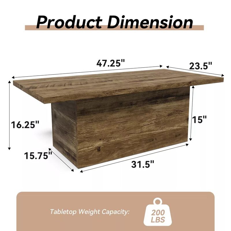 Coffee Table, Modern Engineered Wood Center Coffee Tables for Living Room, Home Office,Rustic Oak image number 3