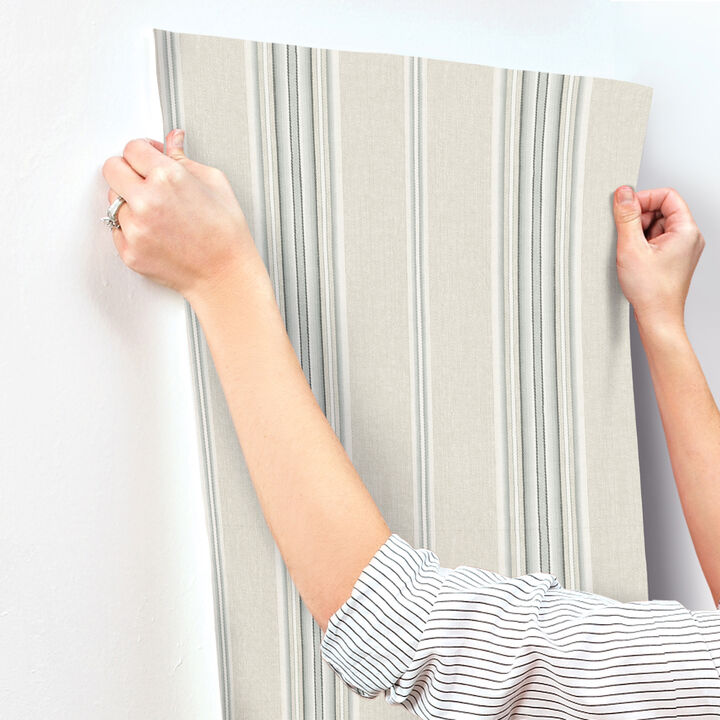 Calvados Turquoise Linen Stripe Wallpaper