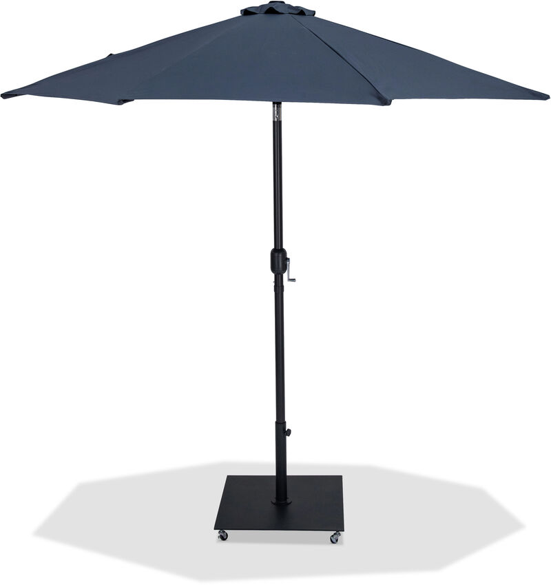 Meridian Furniture Fiji Grey Fabric / Matte Black Aluminum Patio Umbrella with Base Sets