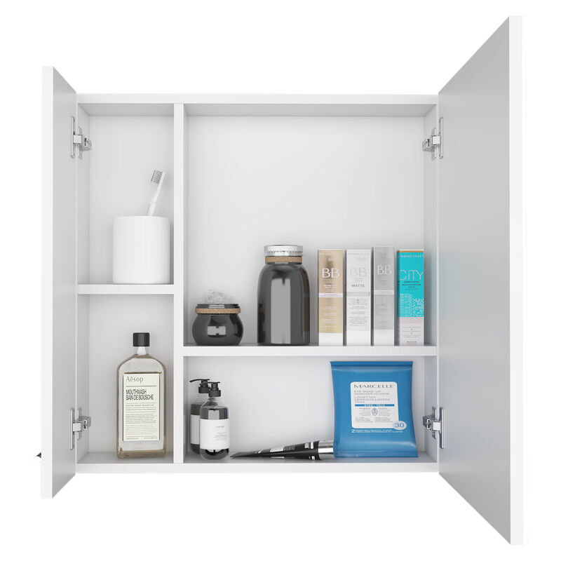 DEPOT E-SHOP Harbor Medicine Double Door Cabinet,Four Interior Shelves, Light Gray