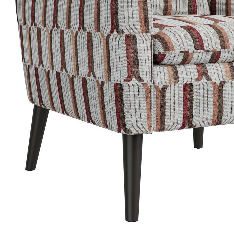 HL Home Furnishings Mid-Century Modern Armchair in Tan, Cream and Red Stripe