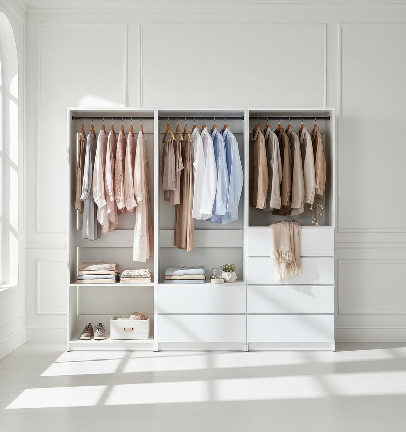 Prosper White Freestanding Walk in Wood Closet System