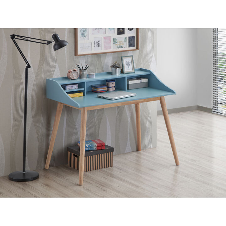 Streamdale Mid-Century Modern Wood Writing Desk with Hutch