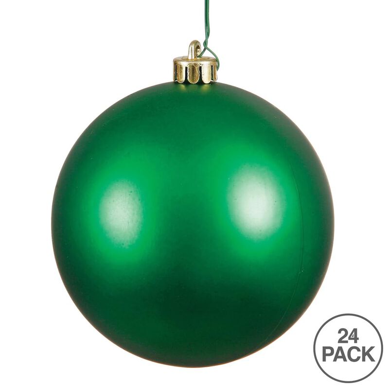 Vickerman 2.4" Christmas Ornament Ball, Green Matte Finish, Shatterproof Plastic, UV Resistant, Holiday Christmas Tree Decoration, 24 Pack image number 2