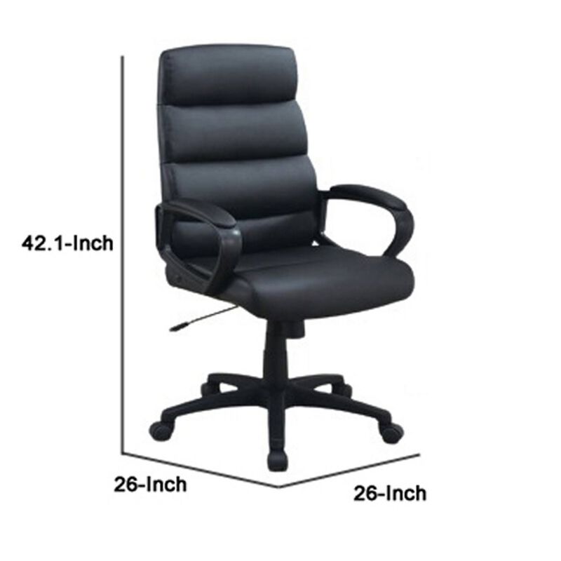 Office Chair with Horizontally Tufted Padded Back, Black-Benzara