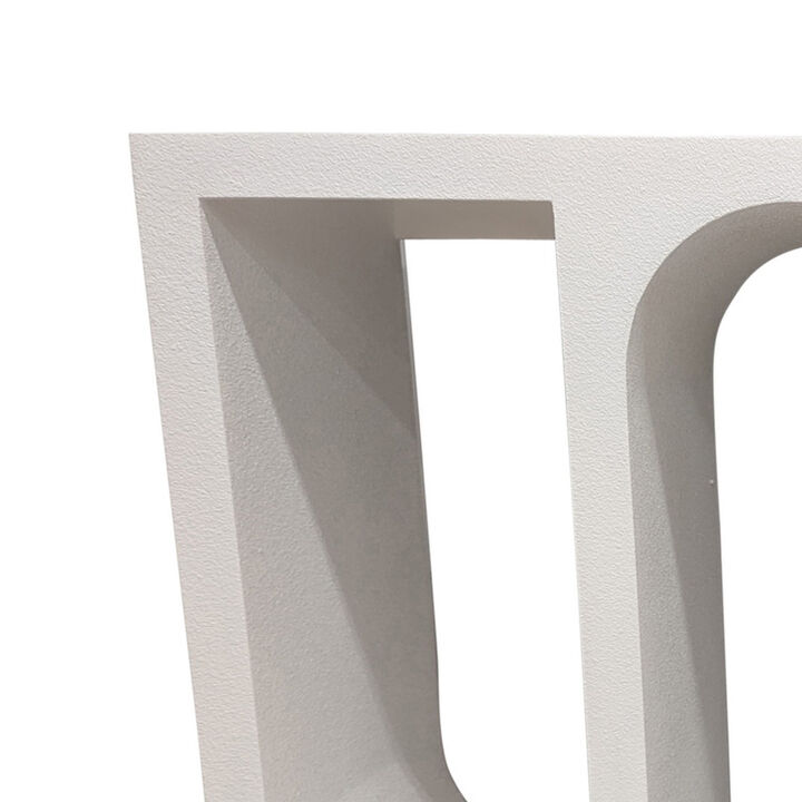 Rectangular Console Table with Wavelike Base, 54 Inch White Wood