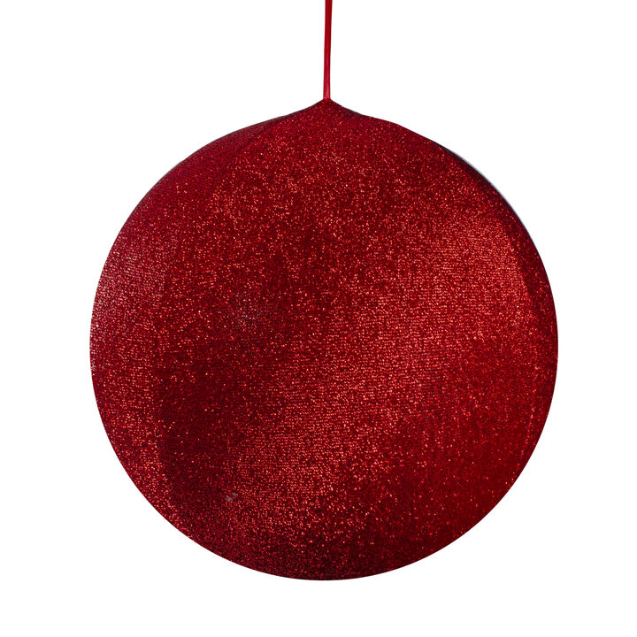 19.5" Red Tinsel Inflatable Christmas Ball Ornament Outdoor Decoration