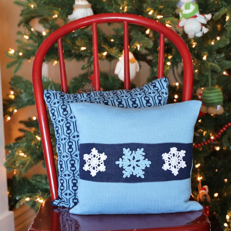 Blue Snowflake Christmas Pillow, 12", Holiday Decorations image number 1