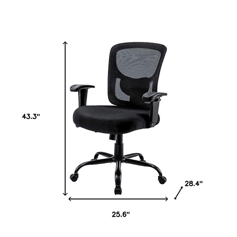 HomeRoots Black Fabric Mesh and Steel Adjustable Swivel Rolling Executive Office Chair image number 3