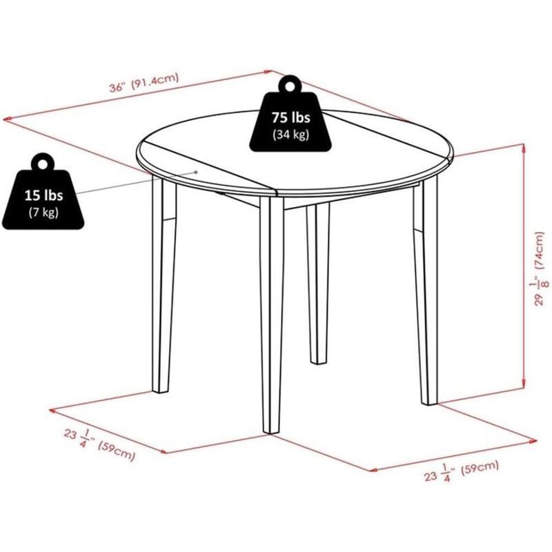 Clayton 36" Round Drop Leaf Table