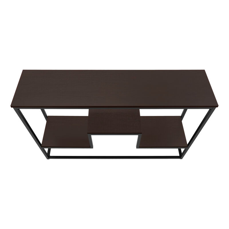 Monarch Specialties I 3582 Accent Table, Console, Entryway, Narrow, Sofa, Living Room, Bedroom, Metal, Laminate, Brown, Black, Contemporary, Modern