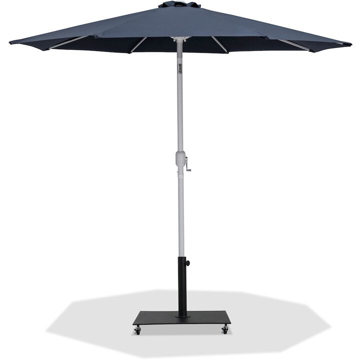 Meridian Furniture Fiji Grey Fabric / Matte Black Aluminum Patio Umbrella with Base Sets