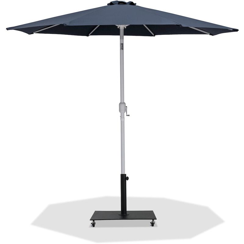 Meridian Furniture Fiji Grey Fabric / Matte Black Aluminum Patio Umbrella with Base Sets
