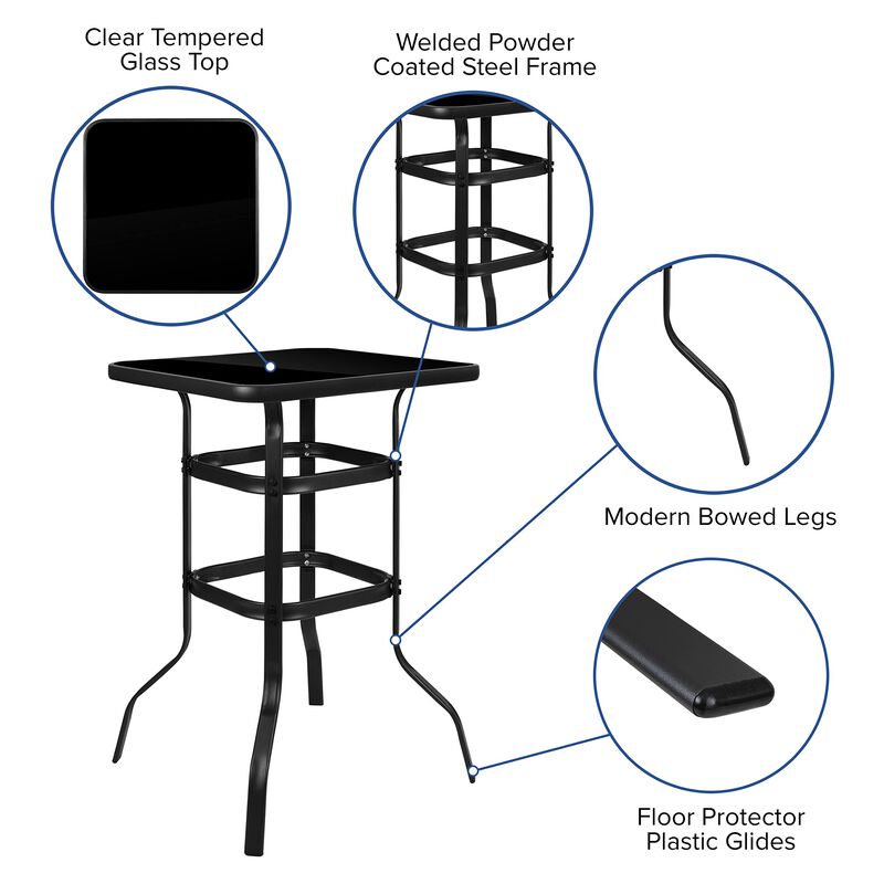 5PC Glass Bar Patio Table Set image number 2