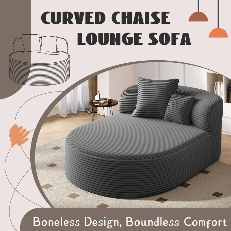 Merax Modern Chaise Lounge Sofa Boneless Couch