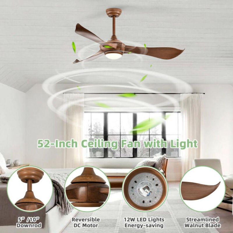 Hivvago 52 Inch Ceiling Fan with Light Reversible DC Motor
