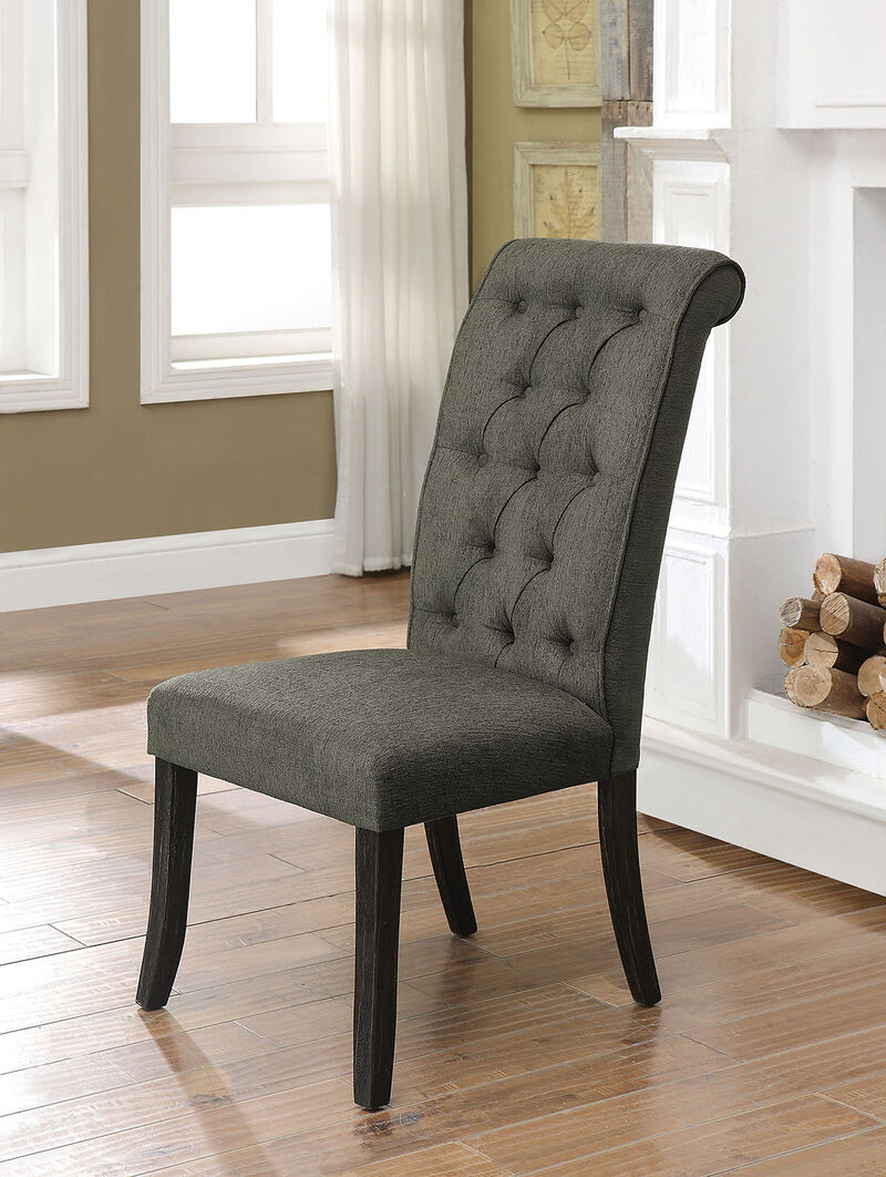 Streamdale Gray Fabric Tufted Dining Chairs Set