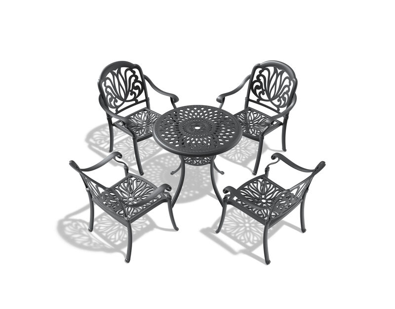 Streamdale Black Aluminum 4-Seat Patio Bistro Set with Table and Cushions
