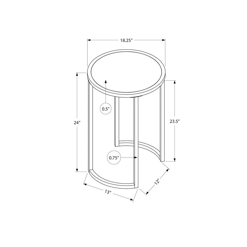 Monarch Specialties I 2205 Accent Table, Side, Round, End, Nightstand, Lamp, Living Room, Bedroom, Metal, Laminate, White Marble Look, Grey, Contemporary, Modern