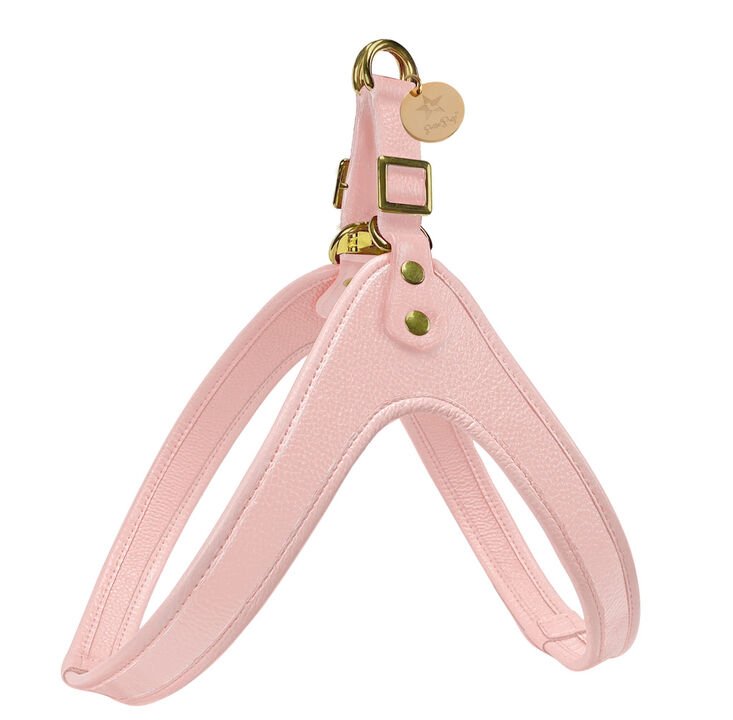 POISEPUP Real Leather Comfortable Step-in Harness for Dogs - Light Pink