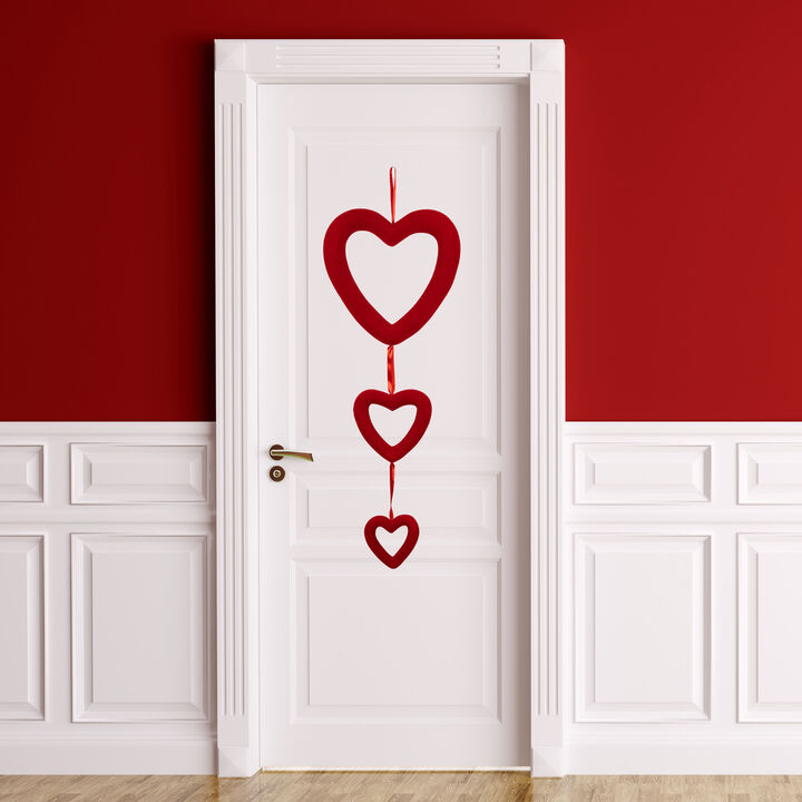 Heart Trio Valentine's Day Wall Decoration - 34" - Red