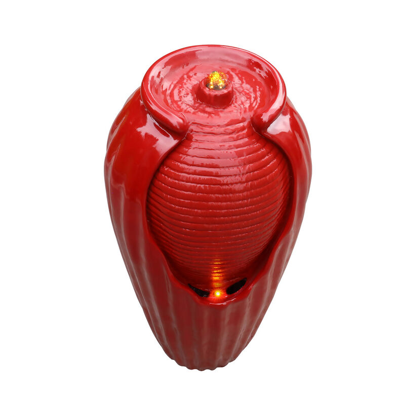 Modern Vase Water Fountain with LED, Red image number 0