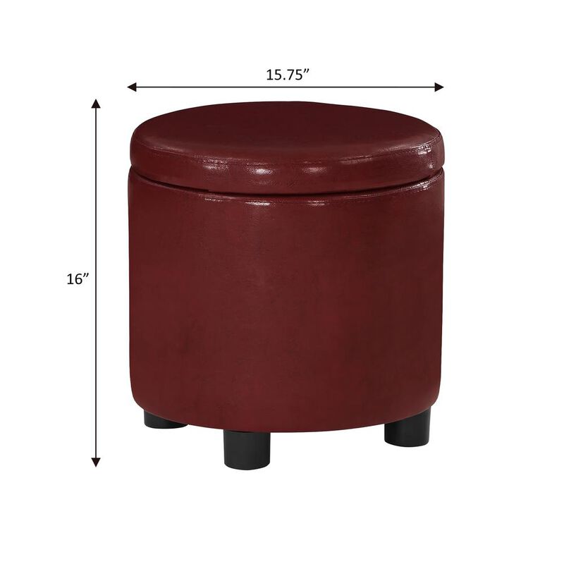 Convience Concept, Inc. Designs 4 Comfort Round Accent Storage Ottoman with Reversible Tray Lid