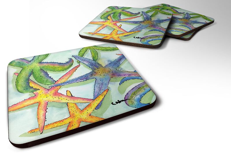 Caroline's Treasures 8542FC Starfish Foam Coasters (Set of 4), 3.5 H x 3.5 W, Multicolor