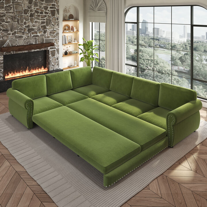 Zidkop 118" L-Shaped Sectional Sleeper Sofa