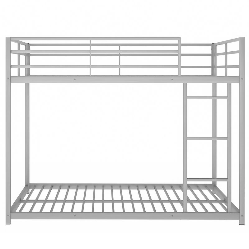 Whisen Full over Full Metal Low Bunk Bed with Ladder and Guardrail - Black