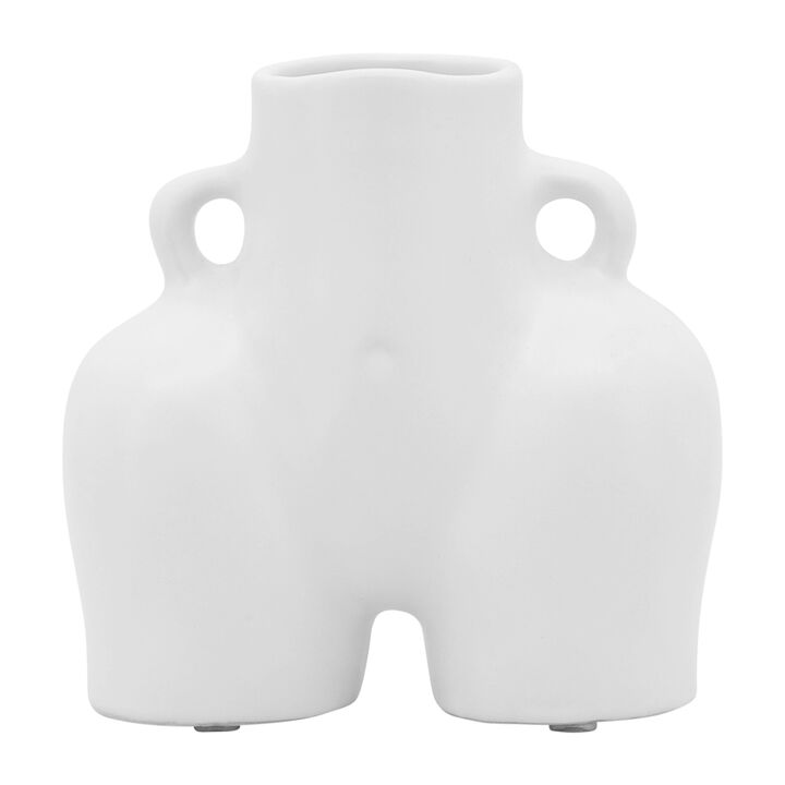 Cer, 6" Half Body Vase, White